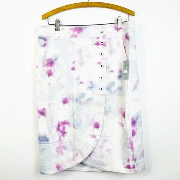 Anthropologie Kimmie Watercolor Tie Dye Tulip Button Down Skirt 10P - Picture 3 of 9